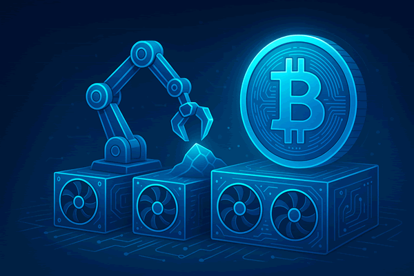 AI Bitcoin mining illustrasjon